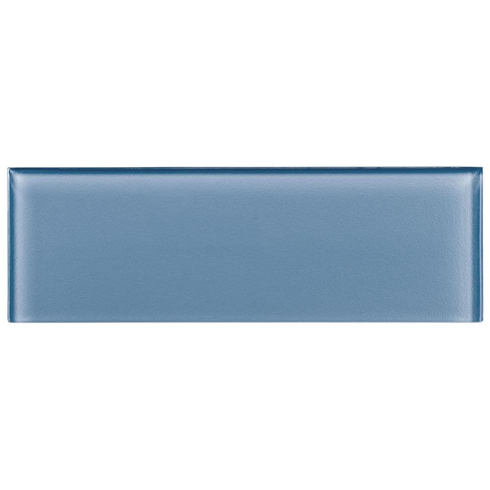 Enchant-Elle Lore Blue 4-in. x 12-in. Subway Polished Glass Wall and Floor 