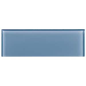 Enchant Elle Lore Blue Glossy 4 in. x 12 in. Smooth Glass Subway Wall Tile (4.88 sq. ft./Case)