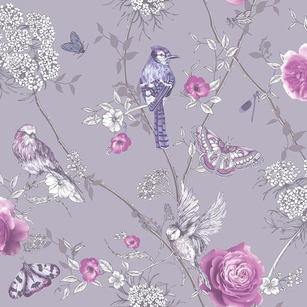 Arthouse Paradise Garden Lilac Paper Strippable Roll Covers 57 Sq Ft 692404 The Home Depot