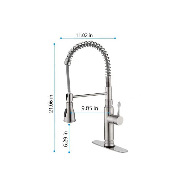 9.05 in. Single-Handle Pull-Down Sprayer Kitchen Faucet in Brushed Nickel 9.05 in. Single-Handle Pull-Down Sprayer Kitchen Faucet in Brushed Nickel