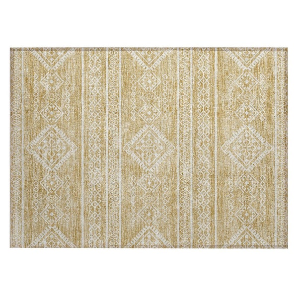 Chantille Machine Washable Indoor/Outdoor Abstract ACN901 Gold 1 ft. 8 in. x 2 ft. 6 in. Area Rug