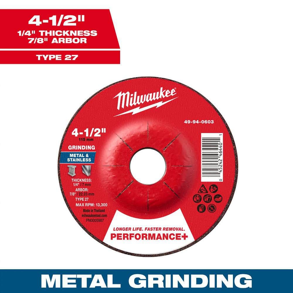 Milwaukee 4-1/2 in. x 1/4 in. x 7/8 in. Performance Plus Metal