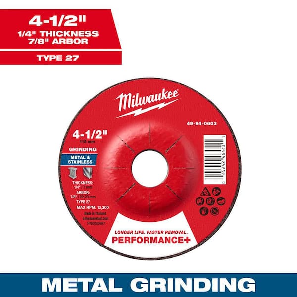 Milwaukee 4-1/2 in. x 1/4 in. x 7/8 in. Performance Plus Metal