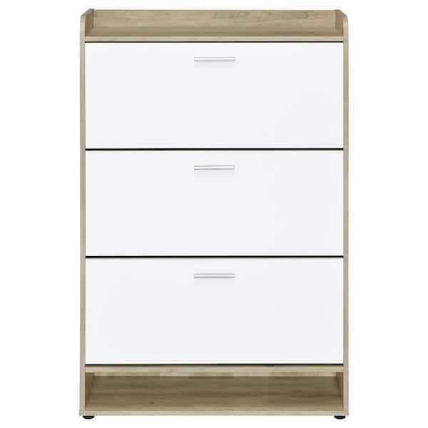Coaster Denia 3-Tier Antique Pine and White Shoe Storage Cabinet