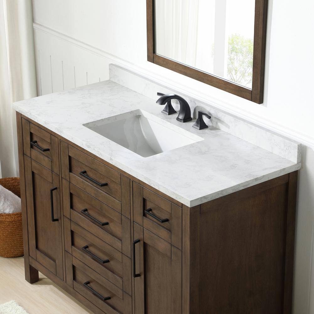 Almond Latte 48" Single Sink Vanity with White Marble Top
