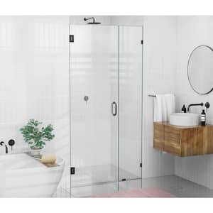 Illume 40 in. W x 78 in. H Wall Hinged Frameless Shower Door in Matte Black Finish with Clear Glass
