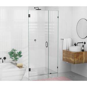 Illume 42 in. W x 78 in. H Wall Hinged Frameless Shower Door in Matte Black Finish with Clear Glass
