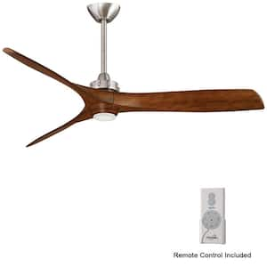 Aviation 60 in. Integrated LED Indoor Brushed Nickel and Distressed Koa Ceiling Fan with Light with Remote Control