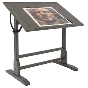Vintage 36 in. Slate Gray Drawing/Writing Desk with Angle Adjustable Top