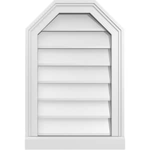 16" x 24" Octagonal Top Surface Mount PVC Gable Vent: Non-Functional with Brickmould Sill Frame