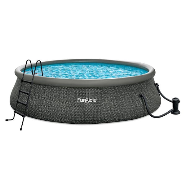 Funsicle QuickSet Ring Top Designer 18 ft. Round 48 in. Inflatable Pool, Dark Herringbone