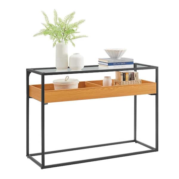 DANYA B Saarinen 15.875 in. x 43.625 in. Golden Oak Two-Level