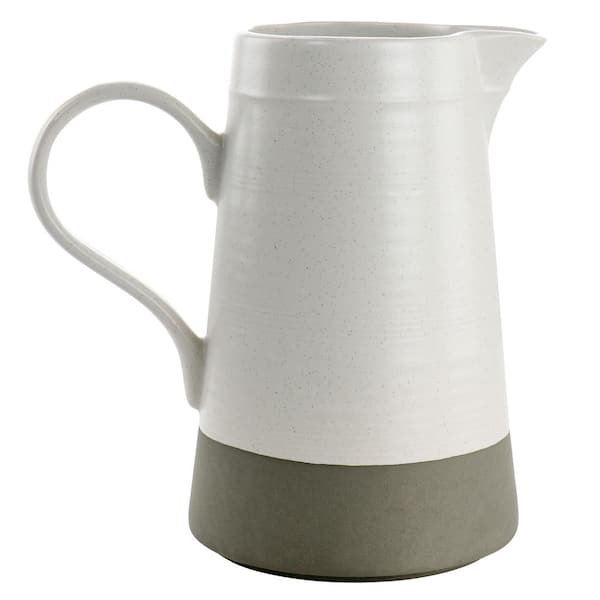 BEE & WILLOW Milbrook Large 60 Fl. Oz. Stoneware Serving Pitcher in  Off-White 985121033M - The Home Depot