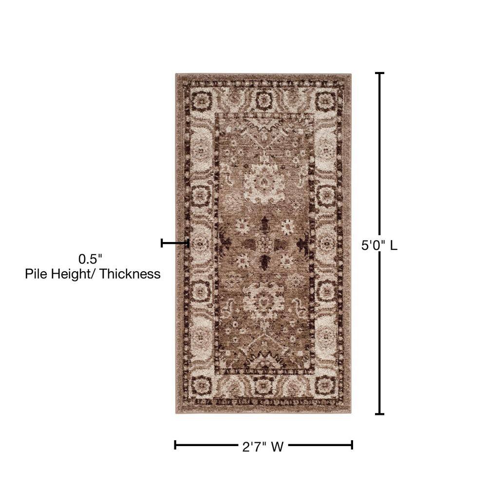Gray Taupe Synthetic Easy-Care Hand-Knotted Area Rug - 2'7" X 5'