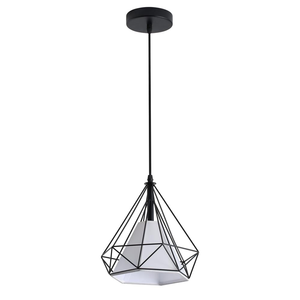 9.8 in. 1-Light Modern Black Cage Pendant Light Farmhouse Industrial Hangin
