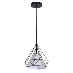 9.8 in. 1-Light Modern Black Cage Pendant Light Farmhouse Industrial Hanging Ceiling Light