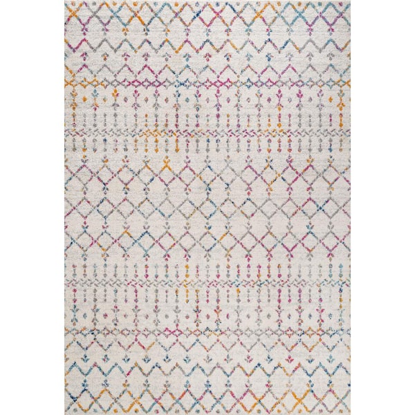 Moroccan HYPE Boho Vintage Diamond Ivory/Multi 3 ft. x 5 ft. Area Rug