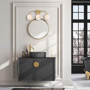 Dita 23 in. 3-Light Brushed Gold Vanity Light with Etched Opal Glass Shades