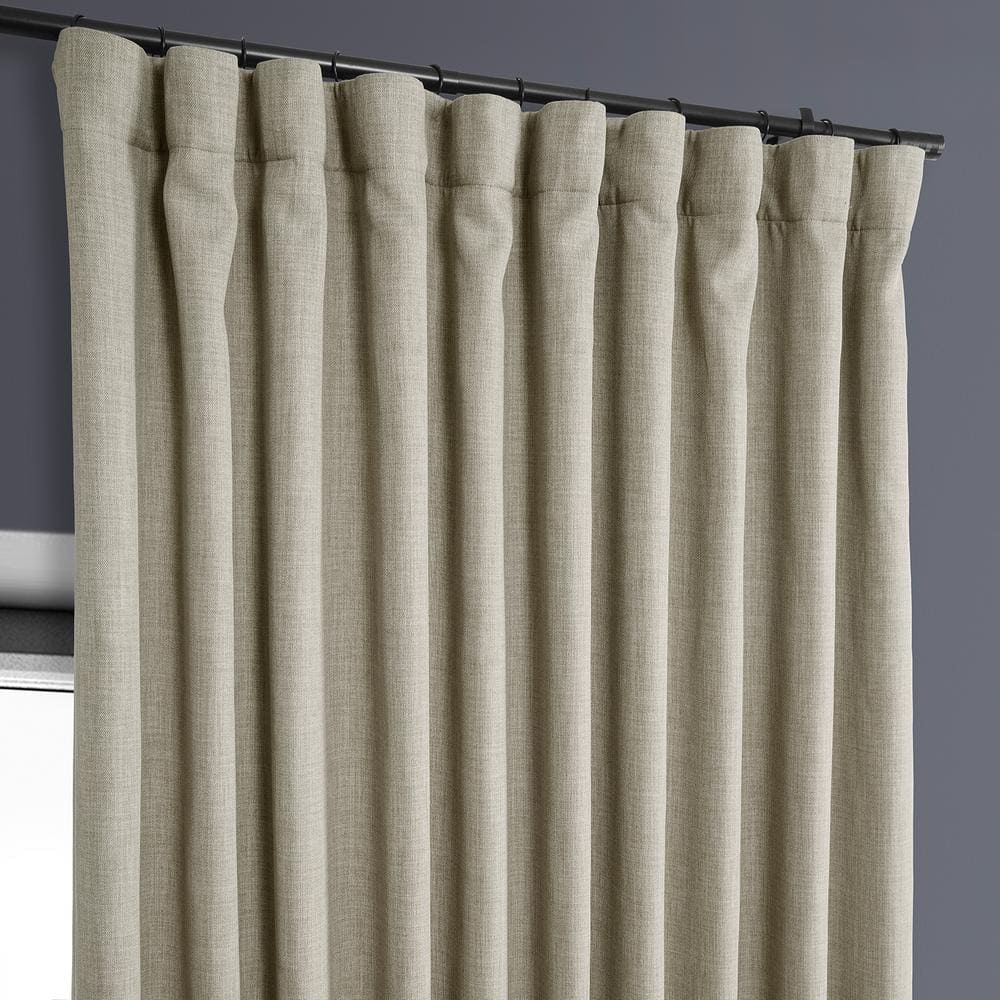 Oatmeal Faux Linen 108'' Room Darkening Window Curtain