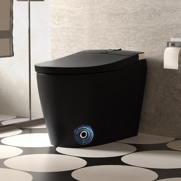 Smart Bidet Toilets in Matte Gray with Auto Open/Close Cover,Heated Seat,Front/Rear Wash,Warm Air Dryer,Remote Control