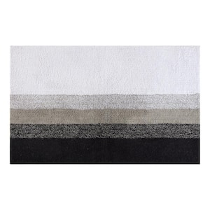 Avebury Grey 30 in. x 50 in. Stripe Cotton Bath Mat