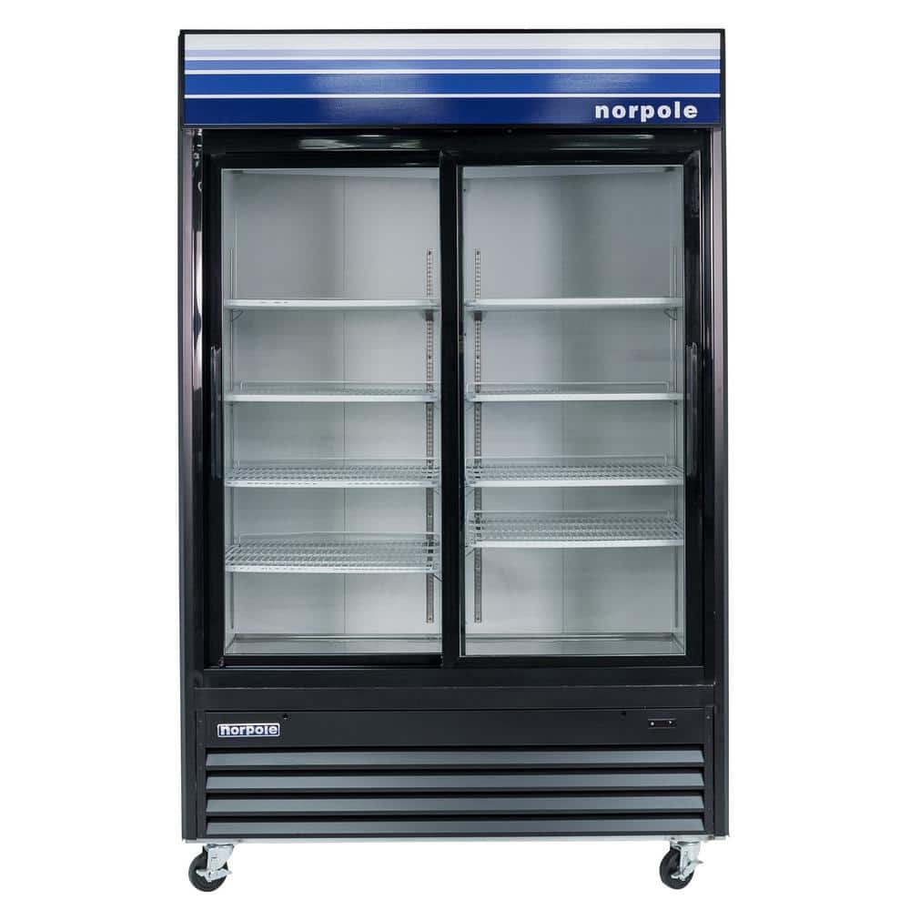 Norpole Commercial 45 cu. ft. 2-Sliding Glass Door Refrigerator in Black