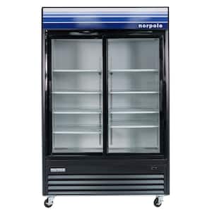 Commercial 45 cu. ft. 2-Sliding Glass Door Refrigerator in Black