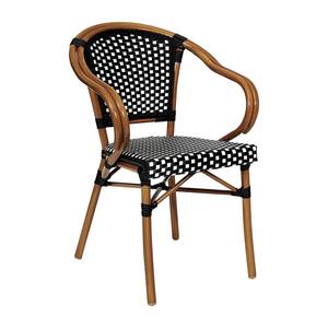 Brown Aluminum Outdoor Dining Chair in White