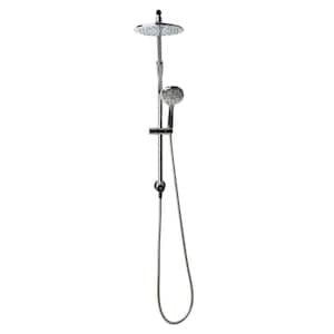 Shower Rail Kit 6-Spray Round High Pressure Handheld with Rain Showerhead, Slide Rail, Drill-free Installation in Chrome