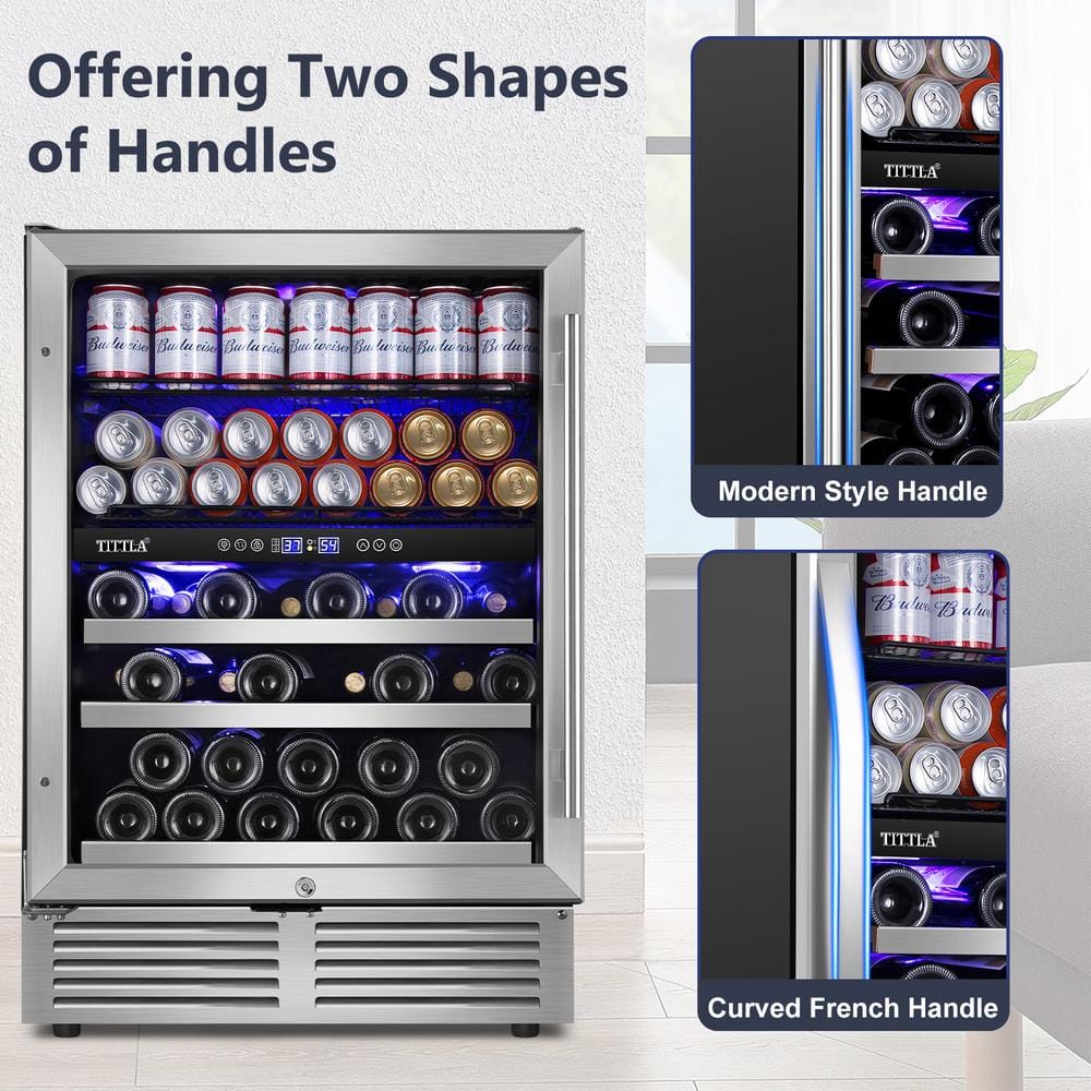 Tittla 24" Stainless Steel Dual Zone Wine and Beverage Cooler