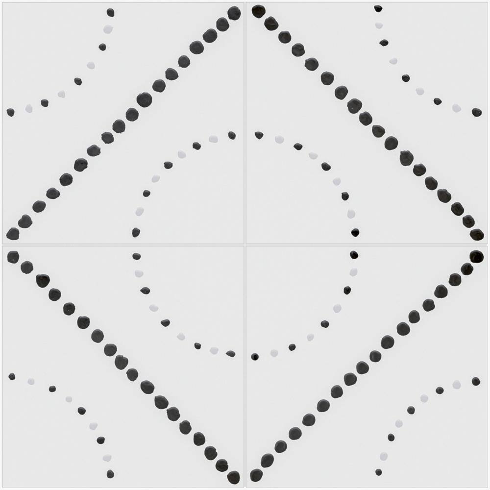 Kenzo 8" x 8" Black and White Porcelain Patterned Tile