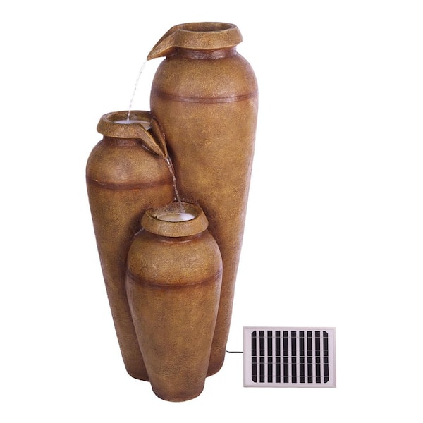 Alpine Corporation 43 in. Brown Solar Cascading Vase Floor