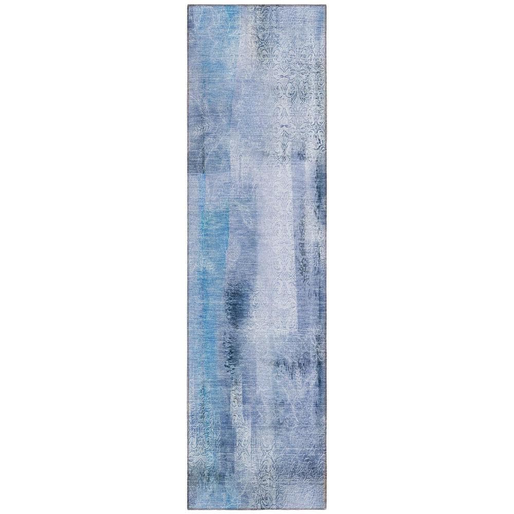Blue 2 ft. x 8 ft. Woven Border Polyester Runner Indoor/Outdoor Area Rug price history on PriceWatchPro