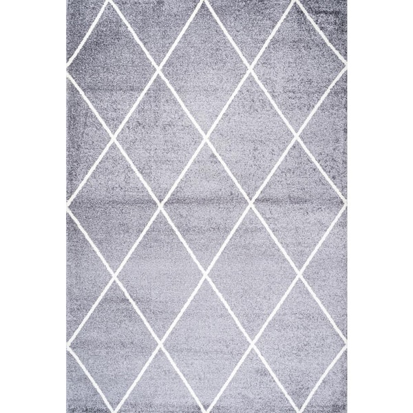 Cole Minimalist Diamond Trellis Gray/White 4 ft. x 6 ft. Area Rug