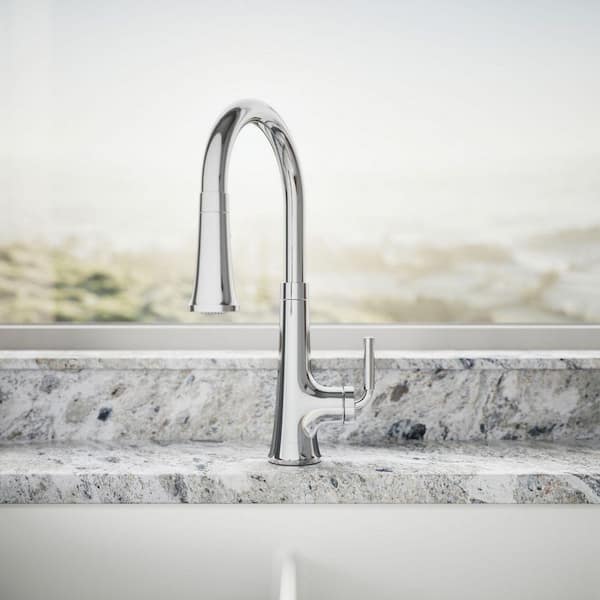 KOHLER Tone Single Handle Pull Down Sprayer Kitchen Faucet in