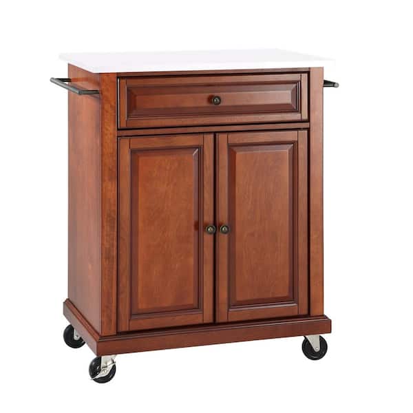 CROSLEY FURNITURE Cherry Portable Kitchen Cart with Granite Top
