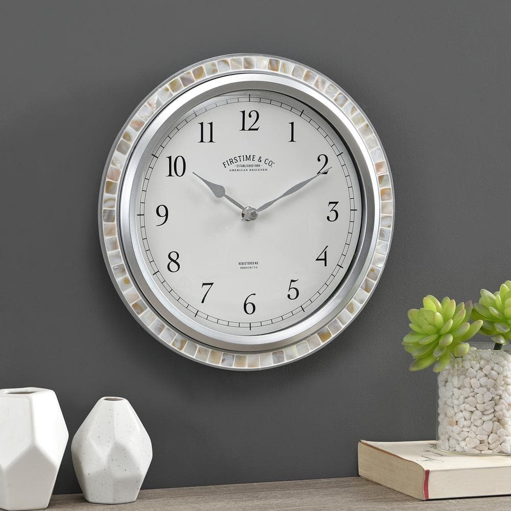 FirsTime & Co Silver Sophia Mosaic Wall Clock Home Décor Wall Clocks