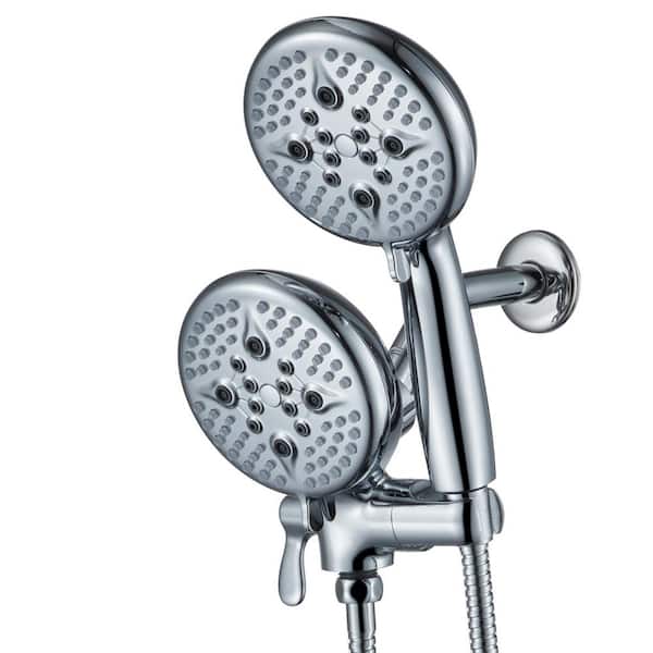 ELLO&ALLO 24-Spray Patterns 5 in. Wall Mount Dual Shower Heads and Handheld Shower Head in Chrome