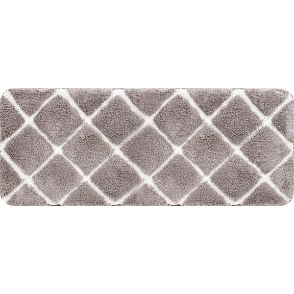 Unbranded Trellis Foam Taupe 24 in. x 60 in. Polyester Bath Mat