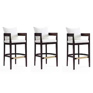 Ritz 38 in. Ivory and Dark Walnut Beech Wood Barstool (Set of 3)