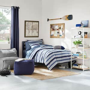 Grandon Midnight Blue Metal Twin Platform Bed with Slats (39 in W. X 14 in H.)