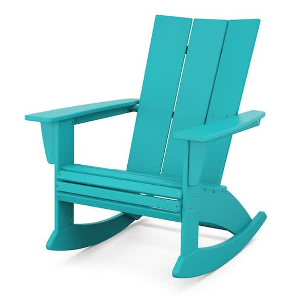 POLYWOOD Modern Curveback Aruba HDPE Plastic Adirondack Outdoor Rocking   Polywood Outdoor Rocking Chairs Adr620ar 64 600 