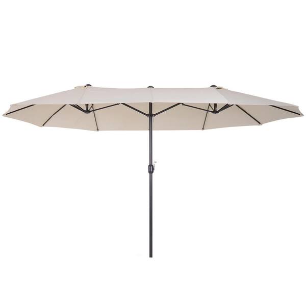 FORCLOVER 15 ft. Steel Patio Market Patio Umbrella Extra Large with ...