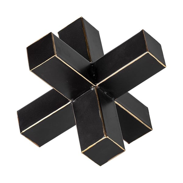HomeRoots 8 in. Black Jumbo Black and Gold Metal Decroative Jack