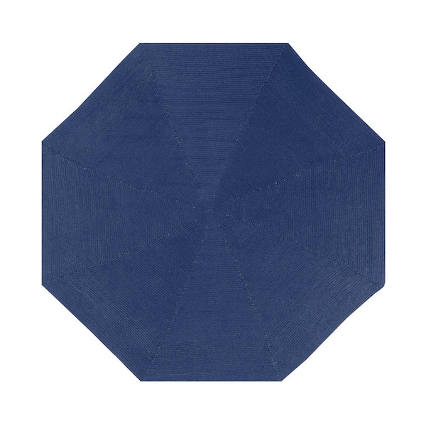 Better Trends Country Braid Collection Dark Blue Solid 48" Octagonal 100% Polypropylene Reversible Solid Area Rug