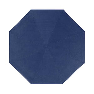 Country Braid Collection Dark Blue Solid 96" Octagonal 100% Polypropylene Reversible Solid Area Rug
