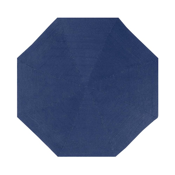 Better Trends Country Braid Collection Dark Blue Solid 96" Octagonal 100% Polypropylene Reversible Solid Area Rug