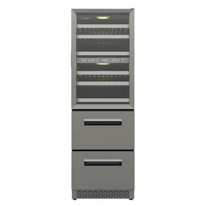 84-Bottles Hybrid Triple Zone Combo Wine Refrigerator plus 2-Drawers 110-Volt