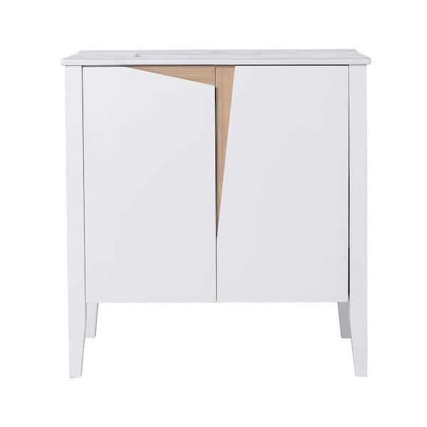 FORCLOVER 32 in. W x 18.3 in. D x 33.4 in. H Bath Vanity in White with White Ceramics Top