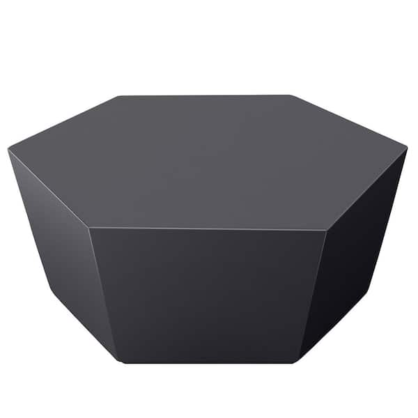 35 in. Magnesium Oxide Hexagonal Outdoor Coffee Table, Side Table in Dark Grey